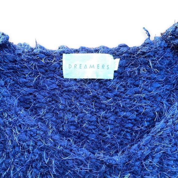 Dreamers Eyelash Chenille White And Navy Stripe Fuzzy Sweater (NWOT) - Picture 11 of 14